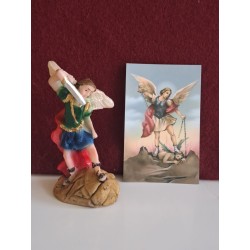 Kit San Miguel Arcángel busto 8 cm + 10 estampas