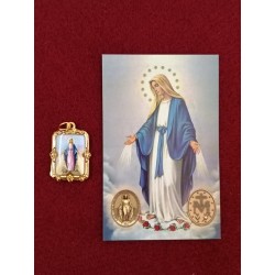 Pack Medalla Virgen Milagrosa con 10 estampas